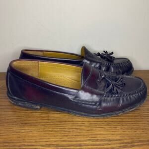 Cole Haan Mens Cordovan Burgundy Leather Pinch Tassel Dress Loafers 03507 8.5 D